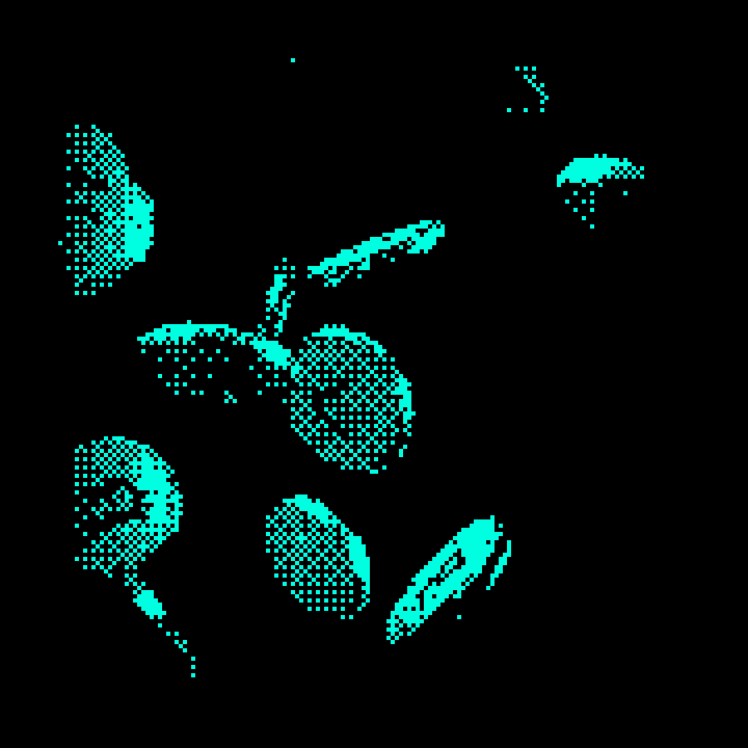 Dithered illustration of a liquid with the Guru logo inside it